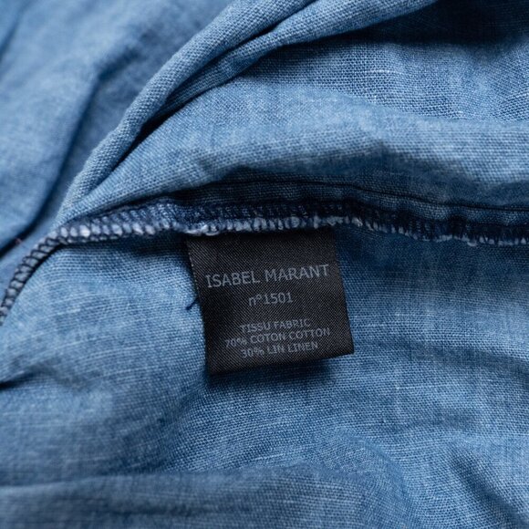 Isabel Marant Étoile Blue Chambray Cotton Linen Tiered Mini Skirt Size 40 - Picture 8 of 9